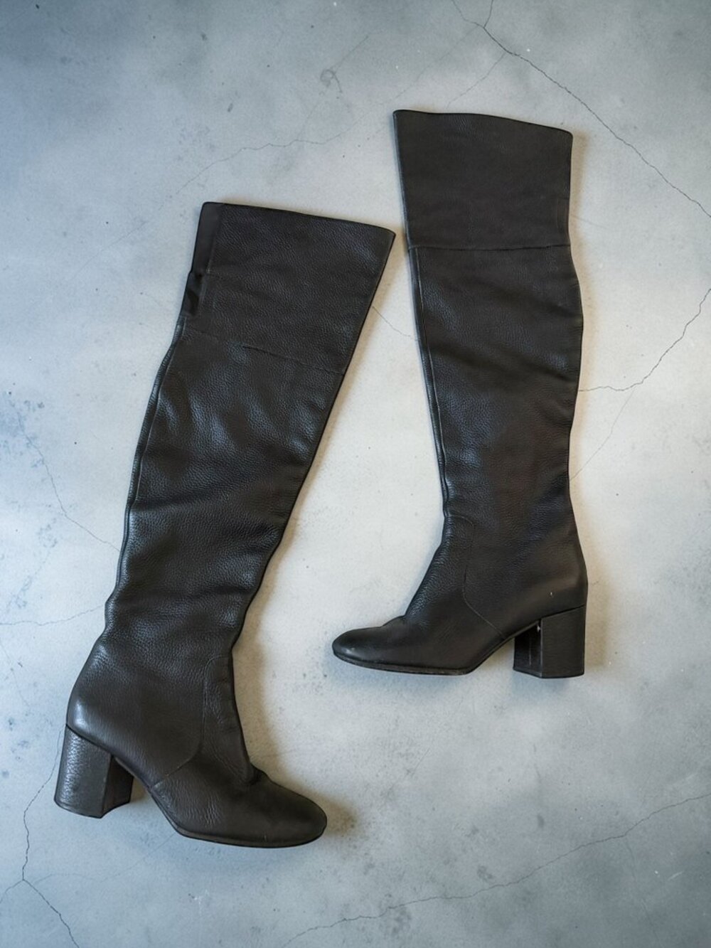 VIA SPIGA Black Leather Knee High Pull On Boots Size 7